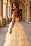 Blush A Line Tule galajurk met ruches