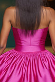 Fuchsia Strapless A-lijn Homecoming-jurk met 3D-bloemen