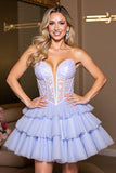 Lavendel A Line Korset Tule Homecoming Jurk