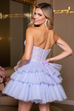 Lavendel A Line Korset Tule Homecoming Jurk