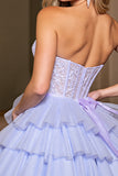Lavendel A Line Korset Tule Homecoming Jurk
