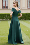 Pine Off the Shoulder Satijn A Line Moeder van de Bruid Jurk met Zakken
