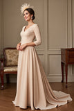 Abrikoos A Line Moeder Van De Bruid Jurk Met Appliques