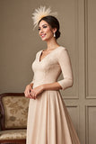 Abrikoos A Line Moeder Van De Bruid Jurk Met Appliques