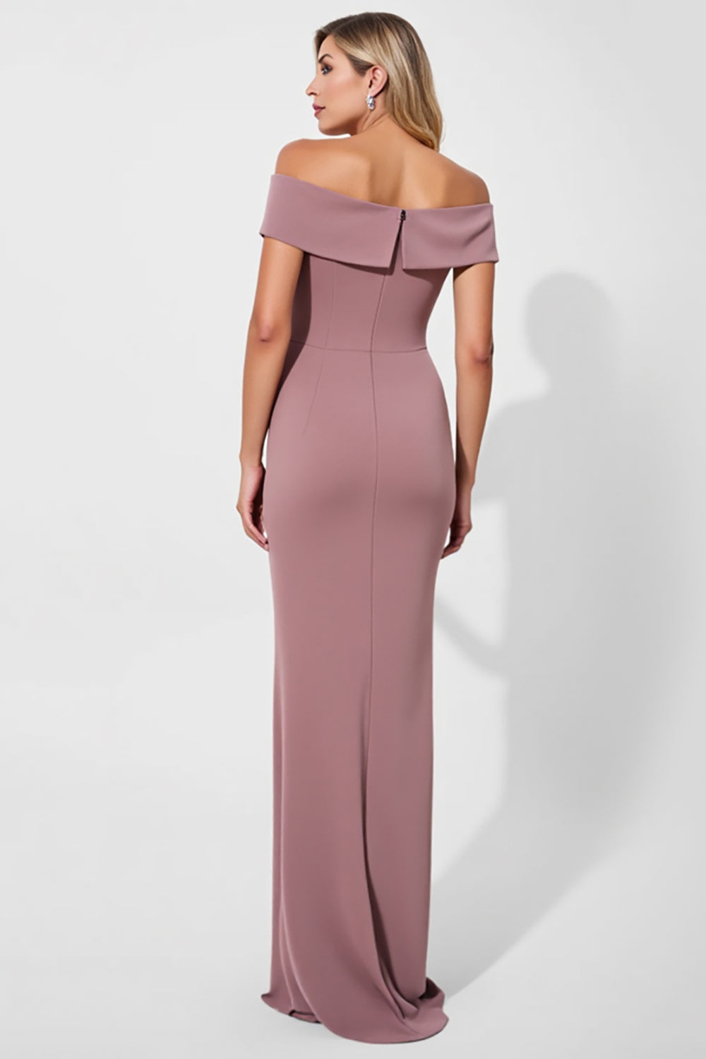 Vintage Mauve zeemeermin satijn lange moeder van de bruid jurk met sjerp