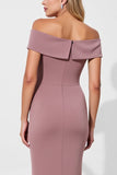 Vintage Mauve zeemeermin satijn lange moeder van de bruid jurk met sjerp