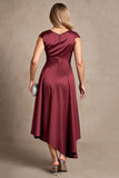 Bordeauxrood A Line Gerimpeld Asymmetrische Moeder Van De Bruid Jurk