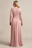 Blozen hoog laag chiffon gerimpeld moeder van de bruid jurk met kant applicaties