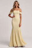 Off The Shoulder Gele Zeemeermin Bruidsmeisje Jurk