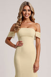 Off The Shoulder Gele Zeemeermin Bruidsmeisje Jurk