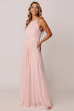 Halter Candy Pink A Line mouwloze bruidsmeisjesjurk