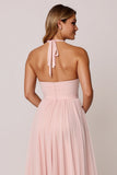 Halter Candy Pink A Line mouwloze bruidsmeisjesjurk