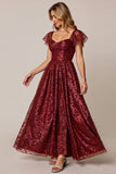 Cabernet A Line Applique Bruiloft Gast Jurk met Korte Mouwen