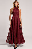 Halter Cabernet A Line Kant Bruidsmeisje Jurk