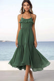 Halter Eucalyptus Chiffon A Line Gegolfde Zomerjurk