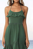 Halter Eucalyptus Chiffon A Line Gegolfde Zomerjurk