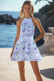 Een lijn Halter Chiffon eenvoudige afstudeerjurk
