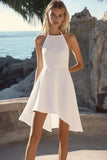 Chiffon A Line Halter Eenvoudige Kleine Witte Jurk