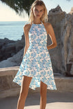 Chiffon A Line Halter Eenvoudige Kleine Witte Jurk