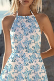 Chiffon A Line Halter Eenvoudige Kleine Witte Jurk