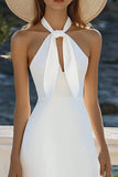 A Line Halter Witte uitgesneden afstudeerjurk