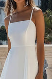 A Line Spaghettibandjes Witte chiffon formele jurk