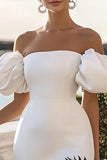 Bodycon Wit Off The Shoulder Korte Afstuderen Jurk