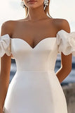 Off The Shoulder Bodycon Witte Korte Afstuderen Jurk
