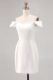 Witte Off The Shoulder Satijnen Bodycon Afstuderen Jurk