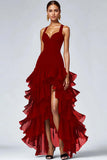 Gegolfde Organza High-Low Zwarte Formele Jurk
