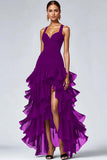 Gegolfde Organza High-Low Zwarte Formele Jurk