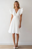 Ivoor Chiffon A Line geplooide korte formele jurk met ruches