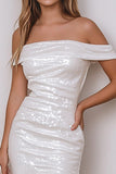 Sprankelende witte bodycon afstudeerjurk