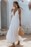 Witte chiffon lange zomerjurk