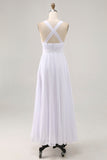 Witte chiffon lange zomerjurk