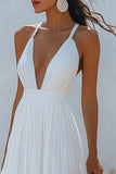 Witte chiffon lange zomerjurk
