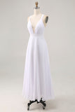 Witte chiffon lange zomerjurk