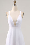 Witte chiffon lange zomerjurk