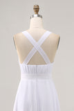 Witte chiffon lange zomerjurk