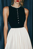 Vintage zwart-witte chiffon lange formele jurk