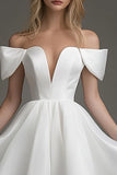 Off The Shoulder Wit A Line Korte Afstuderen Jurk