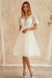 A Line Ivoor Chiffon Midi afstudeerjurk