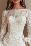 Bodycon witte kanten afstudeerjurk met lange mouwen