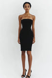 Off the shoulder zeemeermin midi zwarte stropdas jurk