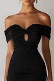 Zwarte Bodycon Midi afstudeerjurk met sleutelgat