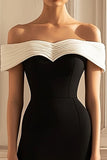 Zwart-wit Off the shoulder bodycon korte afstudeerjurk
