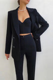 Purple Peak Revers 3-delige Double Breasted Dames Prom Suits