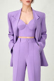Purple Peak Revers 3-delige Double Breasted Dames Prom Suits