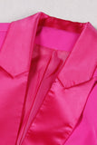 Fuchsia 2-delige piekrevers voor dames galapakken met veer