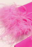 Fuchsia 2-delige piekrevers voor dames galapakken met veer